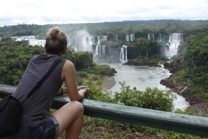 Cush looking out over part of the Iguazu Falls